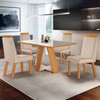 Mesa de Jantar 4 Lugares Viena com Vidro Castanho Cinamomo/Suede Creme - Lj Móveis