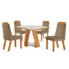 Mesa de Jantar 4 Lugares Viena com Vidro Castanho/Cinamomo/Suede Capuccino 17654 - Lj Móveis