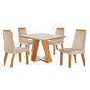 Mesa de Jantar 4 Lugares Viena com Vidro Castanho Cinamomo/Suede Creme 17654 - Lj Móveis