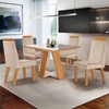 Mesa de Jantar 4 Lugares Viena com Vidro Castanho Cinamomo/Suede Creme 17654 - Lj Móveis