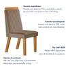 Mesa de Jantar 4 Lugares Austria Ripado com Vidro Castanho/Cinamomo/Suede Capuccino - Lj Móveis