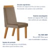 Mesa de Jantar 4 Lugares Austria Ripado com Vidro Castanho/Cinamomo/Suede Capuccino 17656 - Lj Móveis