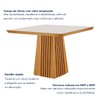 Mesa de Jantar 4 Lugares Austria Ripado com Vidro Castanho/Cinamomo/Suede Creme 17656 - Lj Móveis