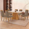 Mesa de Jantar 4 Lugares Austria Ripado com Vidro Castanho/Cinamomo/Suede Capuccino 17658 - Lj Móveis