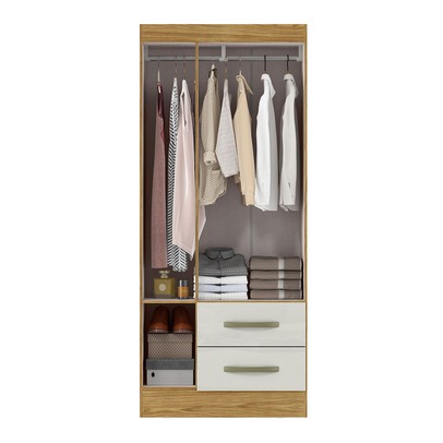 Guarda-Roupa Solteiro Adolfo 3 Portas 2 Gavetas com Espelho Marrocos/Off White - Mx Móveis