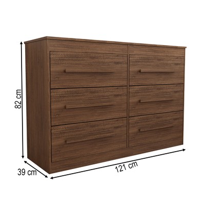 Cômoda Europa 6 Gavetas 100% Mdf Castanho - Panorama Móveis