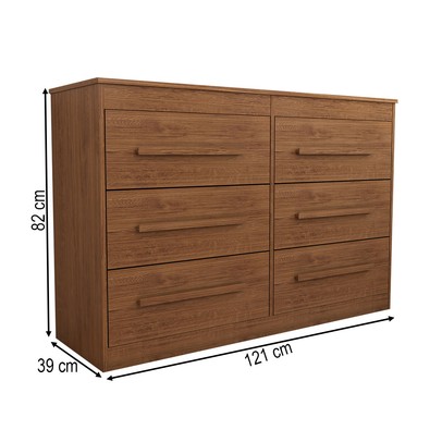 Cômoda Europa 6 Gavetas 100% Mdf Nogueira - Panorama Móveis