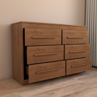 Cômoda Europa 6 Gavetas 100% Mdf Nogueira - Panorama Móveis