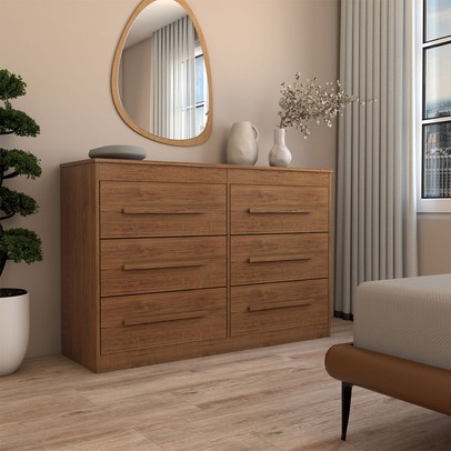 Cômoda Europa 6 Gavetas 100% Mdf Nogueira - Panorama Móveis