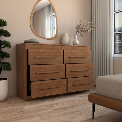 Cômoda Europa 6 Gavetas 100% Mdf Nogueira - Panorama Móveis