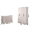 Guarda-Roupa Solteiro Europa 4 Portas e Cômoda 6 Gavetas Branco - Panorama Móveis