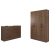 Guarda-Roupa Solteiro Europa 4 Portas e Cômoda 6 Gavetas Castanho - Panorama Móveis
