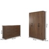 Guarda-Roupa Solteiro Europa 4 Portas e Cômoda 6 Gavetas Castanho - Panorama Móveis