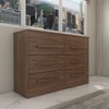 Guarda-Roupa Solteiro Europa 4 Portas e Cômoda 6 Gavetas Castanho - Panorama Móveis