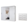 Guarda-Roupa Casal Europa 3 Portas 2 Gavetas e Cômoda 6 Gavetas 100% Mdf com Espelho Branco - Panorama Móveis