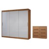 Guarda-Roupa Casal Europa 3 Portas 2 Gavetas e Cômoda 6 Gavetas 100% Mdf Cinamomo/Off White - Panorama Móveis