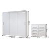 Guarda-Roupa Casal Europa 3 Portas 2 Gavetas e Cômoda 6 Gavetas 100% Mdf Branco - Panorama Móveis
