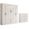 Guarda-Roupa Solteiro Europa 6 Portas 2 Gavetas e Cômoda 6 Gavetas Branco - Panorama Móveis
