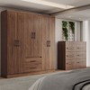 Guarda-Roupa Solteiro Europa 6 Portas 2 Gavetas e Cômoda 6 Gavetas Castanho - Panorama Móveis
