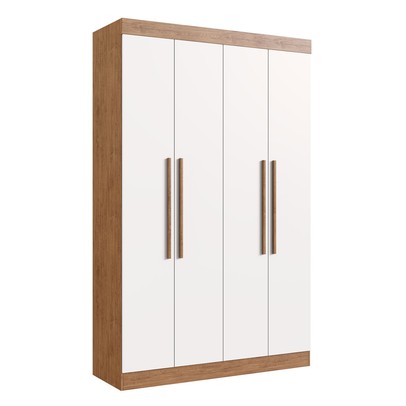 Guarda-Roupa Solteiro Melbourne 4 Portas 2 Gavetas 100% Mdf Off White/Nogueira - Doripel Móveis