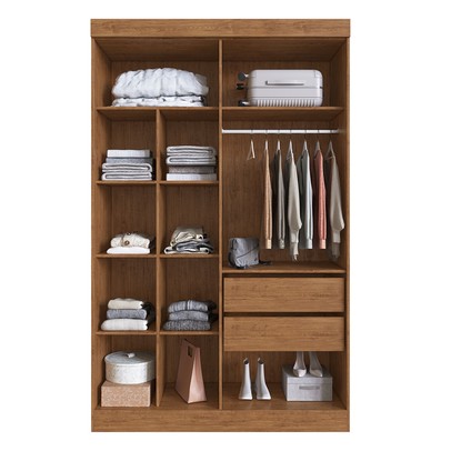 Guarda-Roupa Solteiro Melbourne 4 Portas 2 Gavetas 100% Mdf Off White/Nogueira - Doripel Móveis