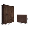 Guarda-Roupa Solteiro Europa 4 Portas 2 Gavetas e Cômoda 6 Gavetas Castanho - Panorama Móveis