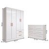 Guarda-Roupa Solteiro Europa 4 Portas 2 Gavetas e Cômoda 6 Gavetas Branco - Panorama Móveis