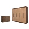 Guarda-Roupa Casal Europa 8 Portas 4 Gavetas e Cômoda 6 Gavetas 100% Mdf Castanho/Nude - Panorama Móveis