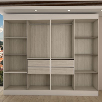 Guarda-Roupa Casal Europa 8 Portas 4 Gavetas e Cômoda 6 Gavetas 100% Mdf Branco - Panorama Móveis