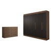 Guarda-Roupa Casal Europa 8 Portas 4 Gavetas e Cômoda 6 Gavetas 100% Mdf Castanho/Preto - Panorama Móveis