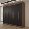 Guarda-Roupa Casal Europa 8 Portas 4 Gavetas e Cômoda 6 Gavetas 100% Mdf Castanho/Preto - Panorama Móveis