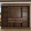 Guarda-Roupa Casal Europa 8 Portas 4 Gavetas e Cômoda 6 Gavetas 100% Mdf Castanho/Preto - Panorama Móveis
