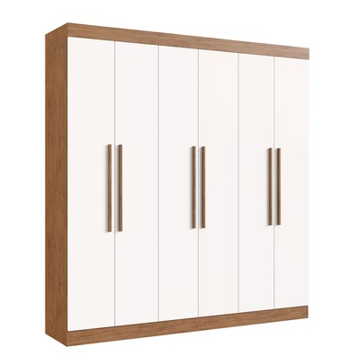 Guarda-Roupa Casal Darwin 6 Portas 4 Gavetas 100% Mdf Off White/Nogueira - Doripel Móveis