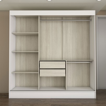 Guarda-Roupa Solteiro Europa 3 Portas 2 Gavetas e Cômoda 6 Gavetas Branco - Panorama Móveis