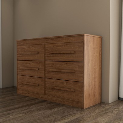 Guarda-Roupa Solteiro Europa 3 Portas 2 Gavetas e Cômoda 6 Gavetas Cinamomo/Off White - Panorama Móveis