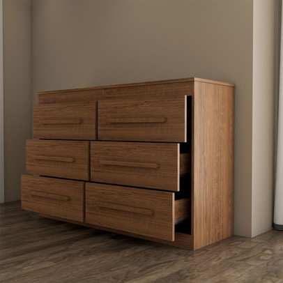 Guarda-Roupa Solteiro Europa 3 Portas 2 Gavetas e Cômoda 6 Gavetas Cinamomo/Off White - Panorama Móveis