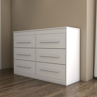 Guarda-Roupa Solteiro Europa 3 Portas 2 Gavetas e Cômoda 6 Gavetas Espelhado Branco - Panorama Móveis