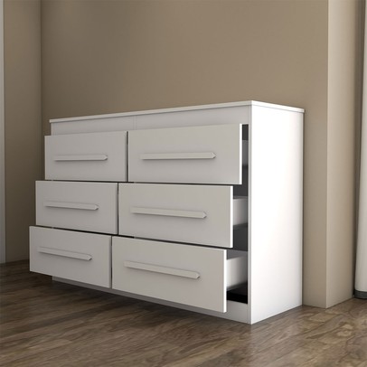 Guarda-Roupa Solteiro Europa 3 Portas 2 Gavetas e Cômoda 6 Gavetas Espelhado Branco - Panorama Móveis