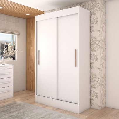 Guarda-Roupa Solteiro Europa 2 Portas 2 Gavetas e Cômoda 6 Gavetas Branco - Panorama Móveis