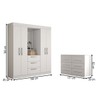 Guarda-Roupa Solteiro Europa 4 Portas 3 Gavetas e Cômoda 6 Gavetas Branco - Panorama Moveis