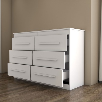 Guarda-Roupa Solteiro Europa 4 Portas 3 Gavetas e Cômoda 6 Gavetas Branco - Panorama Moveis