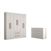 Guarda-Roupa Solteiro Europa 6 Portas 2 Gavetas e Cômoda 6 Gavetas 100% Mdf Branco - Panorama Móveis