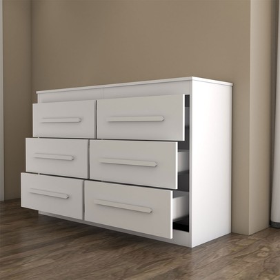 Guarda-Roupa Solteiro Europa 6 Portas 2 Gavetas e Cômoda 6 Gavetas 100% Mdf Branco - Panorama Móveis