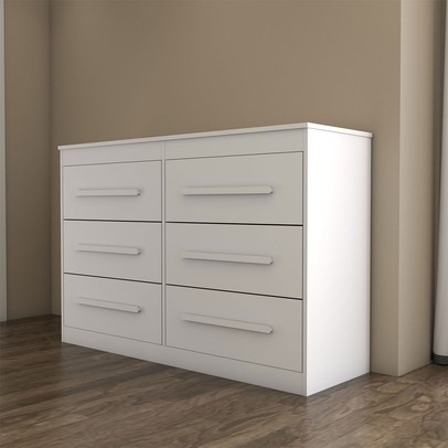 Guarda-Roupa Solteiro Europa 6 Portas 2 Gavetas e Cômoda 6 Gavetas 100% Mdf Branco - Panorama Móveis