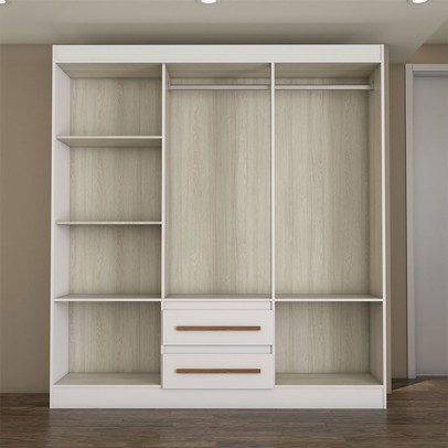 Guarda-Roupa Solteiro Europa 6 Portas 2 Gavetas e Cômoda 6 Gavetas 100% Mdf Branco - Panorama Móveis