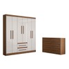 Guarda-Roupa Solteiro Europa 6 Portas 2 Gavetas e Cômoda 6 Gavetas 100% Mdf Cinamomo/Off White - Panorama Móveis