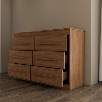 Guarda-Roupa Solteiro Europa 6 Portas 2 Gavetas e Cômoda 6 Gavetas 100% Mdf Cinamomo/Off White - Panorama Móveis