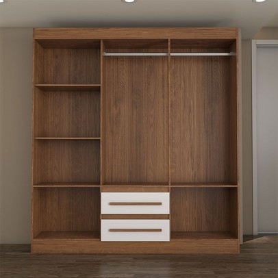 Guarda-Roupa Solteiro Europa 6 Portas 2 Gavetas e Cômoda 6 Gavetas 100% Mdf Cinamomo/Off White - Panorama Móveis