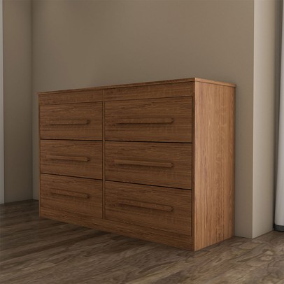 Guarda-Roupa Solteiro Europa 6 Portas 2 Gavetas e Cômoda 6 Gavetas 100% Mdf Cinamomo/Off White - Panorama Móveis