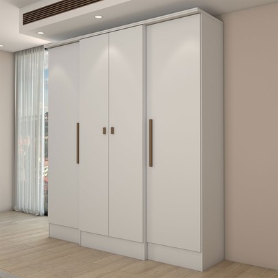 Guarda-Roupa Casal Europa 4 Portas 2 Gavetas e Cômoda 6 Gavetas Branco - Panorama Móveis